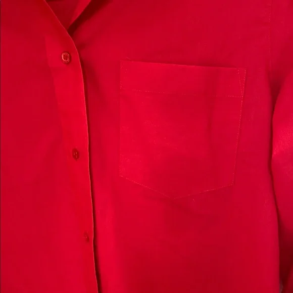 Foxcroft Red Long Sleeve Button Down Shirt with Notched Collar - Picture 4 of 7